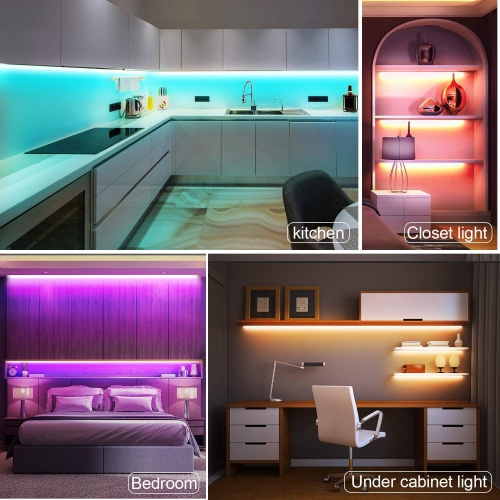 Smart Lighting 10m LED Strip Light Kit - 300 LEDs - 5050 RGB - Waterproof - Flexible Color Changing with 44 Keys IR Remote Controller & 12V Power