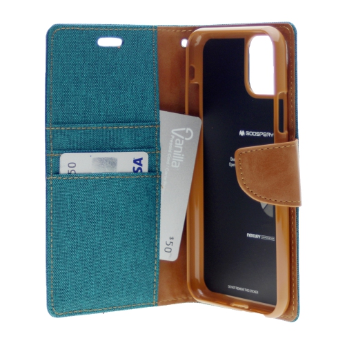Étui TopSave Goospery Canvas Diary pour Iphone 12 Mini, vert