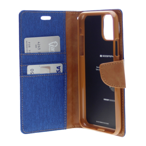 Étui TopSave Goospery Canvas Diary pour Iphone 12 Mini, bleu