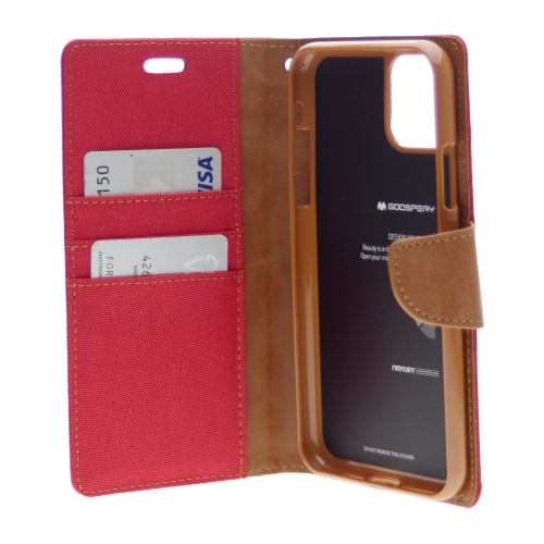 TopSave – Étui journal en toile pour iPhone 12 Mini, rouge