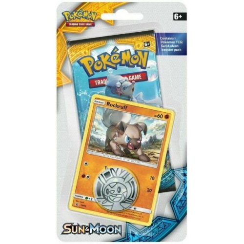 SHOPVILLE  Pokemon Tcg: Sun & Moon - Checklane Blister Pack + Rockruff Card & Collectible Coin [Card Game, 2 Players]