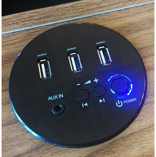 Technical Pro xNTable 18.5" Modern Night Table w/Bluetooth Speakers USB Charge Outlets & LED Tap Light