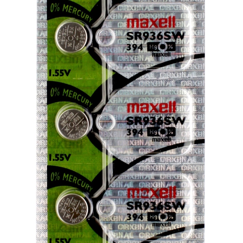 3 x Maxell 394 Watch Batteries, SR936SW or 380 Battery