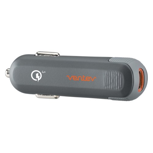 Ventev PD QC4+ Car Charger Single USB-C Port 27W with USB-C to USB-C Cable 3.3 ft Gray Car Chargers 294993