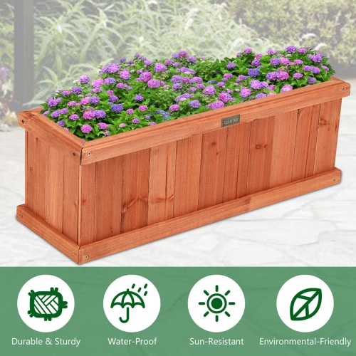 Costway Wooden Flower Planter Box Garden Yard Decorative Window Box Rectangular