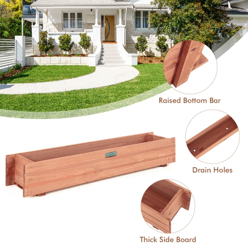 Costway Wooden Flower Planter Box Garden Yard Decorative Window Box Rectangular