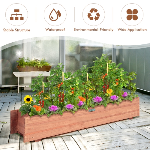 Costway Wooden Flower Planter Box Garden Yard Decorative Window Box Rectangular