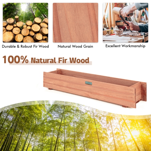 Costway Wooden Flower Planter Box Garden Yard Decorative Window Box Rectangular
