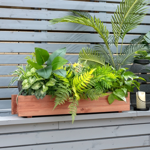 Costway Wooden Flower Planter Box Garden Yard Decorative Window Box Rectangular