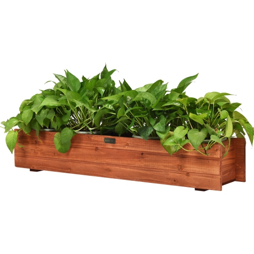 Costway Wooden Flower Planter Box Garden Yard Decorative Window Box Rectangular