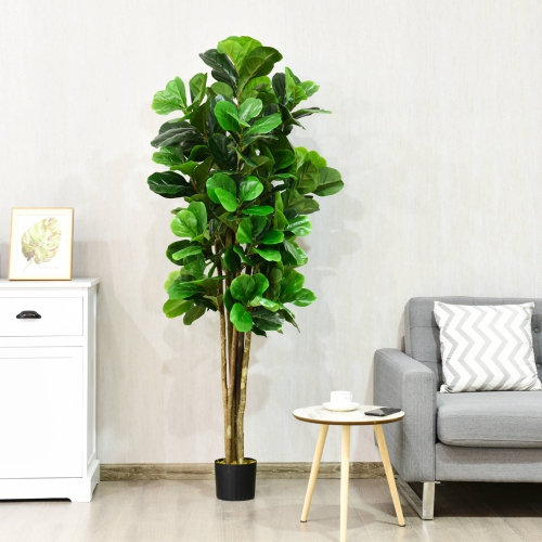 COSTWAY  6Ft Artificial Natural Fig Tree Bush Indoor/outdoor Decorative Planter