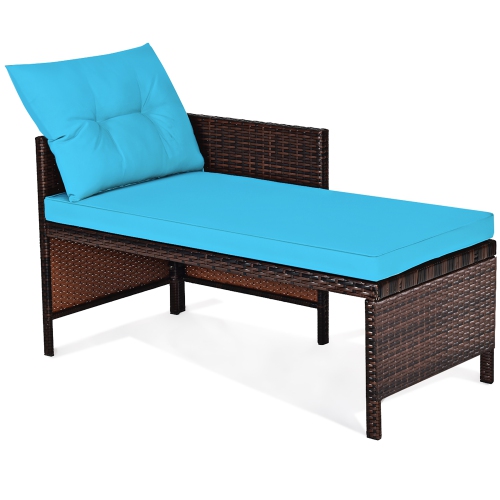 Costway 3PCS Patio Wicker Rattan Sofa Set Outdoor Sectional Conversation Set Turquoise