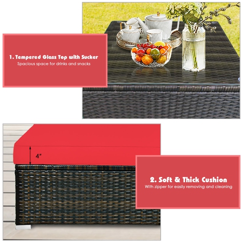 Ensemble de meubles de patio en rotin de 5 pièces de Costway avec coussin