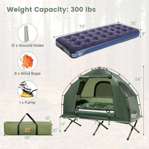 Goplus 1-Person Compact Portable Pop-Up Tent/Camping Cot w/ Air Mattress & Sleeping Bag
