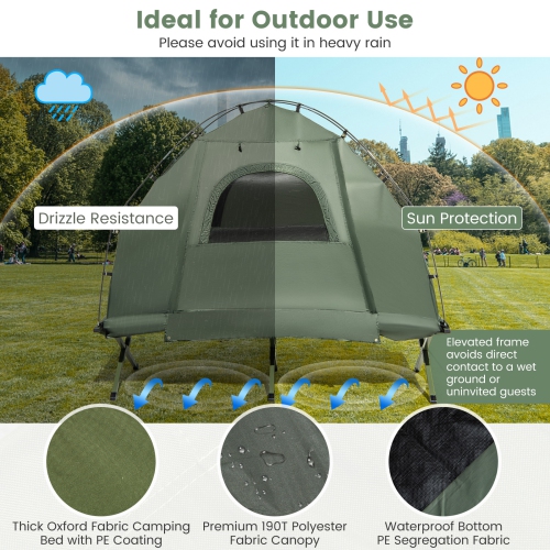 Goplus 1-Person Compact Portable Pop-Up Tent/Camping Cot w/ Air Mattress & Sleeping Bag