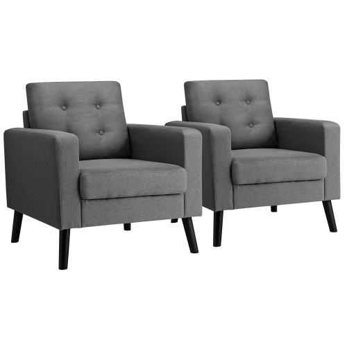 Costway Set Of 2 Modern Tufted Accent Chair Linen Upholstered Armchair Single Sofa Blue Beige Grey Best Buy Canada