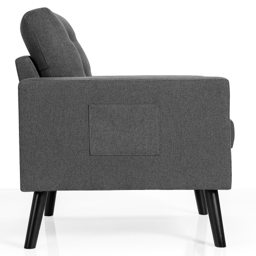 Costway Set of 2 Modern Tufted Accent Chair Linen Upholstered Armchair Single Sofa