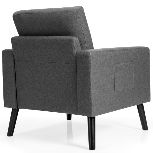 Costway Set of 2 Modern Tufted Accent Chair Linen Upholstered Armchair Single Sofa