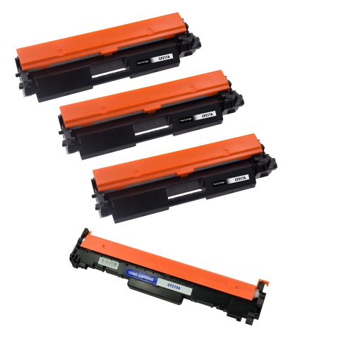 TONER4U  - 4 Pack Compatible (3X Cf217A + Cf219A) (3Xtoner + Image Drum) for HP17A HP19A Printer