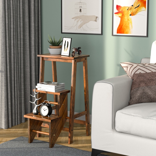 Costway 3 Tier Step Stool 3 in 1 Folding Ladder Bench Storage Shelf Multi-function