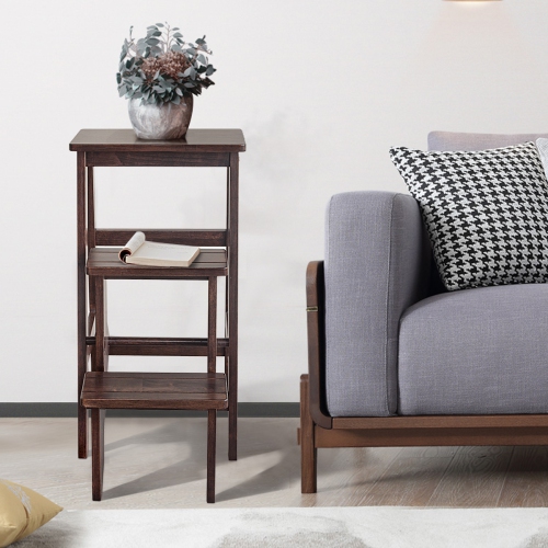 Costway 3 Tier Step Stool 3 in 1 Folding Ladder Bench Storage Shelf Multi-function