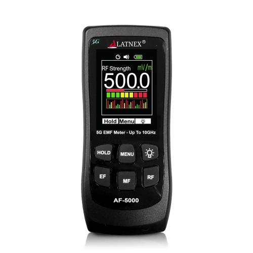 All-in-One 5G EMF Meter AF-5000, EMF RF MF Detector and Reader with Calibration Certificate - Measures Testes RF, Microwaves, 3-Axis Gauss/Tesla Magn