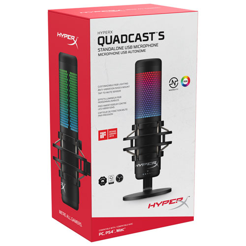 HyperX QuadCast S RGB USB Condenser Microphone - Black | Best Buy 