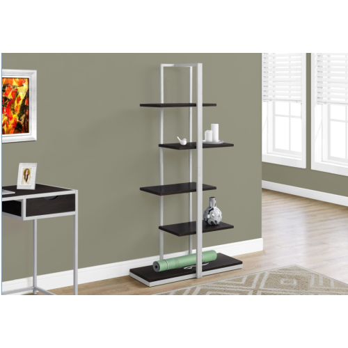 MONARCH  Bookcase - 60"h / Espresso / Metal In Silver