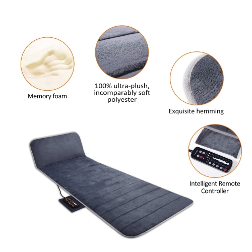 Snailax Memory Foam Massage Mat with Heat, 6 Therapy Heating pad,10 Vibration Motors Massage Mattress Pad, Full Body Massager Cushion Relieve Neck,