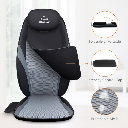Snailax Shiatsu Massage Cushion With Heat Massage Chair Pad Kneading Back Massager for Home Office Seat Use Sl-256