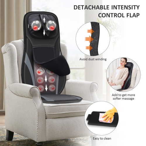 Snailax Shiatsu Massagers Neck and Back -Back Massagers with Heat,Kneading Massage Chair Pad with Adjustable Intensity, Electric Massager for Back
