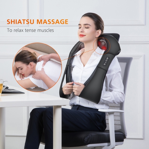 Snailax Shiatsu Neck and Shoulder Massager - Back Massager with Heat, Deep Kneading Electric massage pillow for Neck, Back, Shoulder,Foot Body Pain
