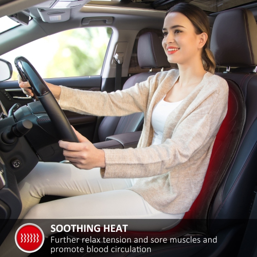 Snailax Memory Foam Massage Seat Cushion - Back Massager with Heat,6 Vibration Massage Nodes & 2 Heat Levels, Massage Chair for Home Office Chair -