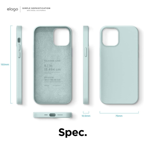 Elago compatible avec l'étui iPhone 12 et compatible avec l'étui iPhone 12 Pro, l'étui en silicone liquide, le couvercle intégral, antichoc, doublure