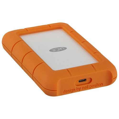 Disque dur externe portatif USB-C de 5 To Rugged de La Cie pour PC/Mac - Orange