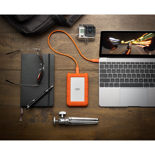 Disque dur externe portatif USB-C de 5 To Rugged de La Cie pour PC/Mac - Orange