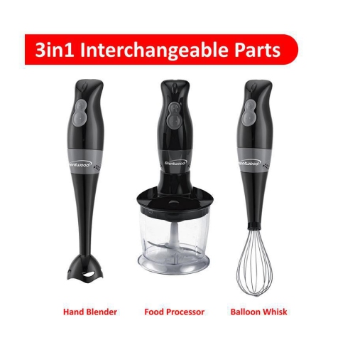 Brentwood Hand Blender and Food Processor with Balloon Whisk