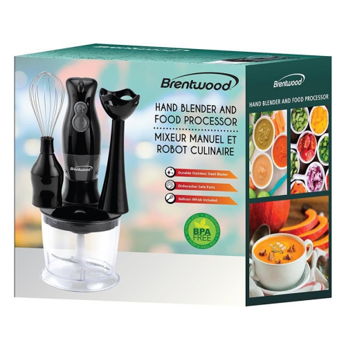 Brentwood Hand Blender and Food Processor with Balloon Whisk