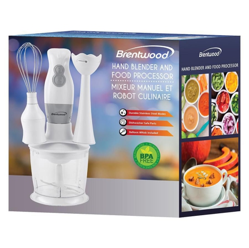 Brentwood Hand Blender and Food Processor with Balloon Whisk