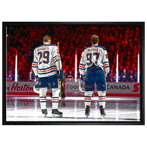 Frameworth Edmonton Oilers: Connor McDavid & Leon Draisaitl Framed Canvas