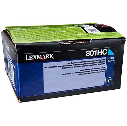 LEXMARK 80C1HC0 / 801HC CYAN HIGH YIELD RETURN PROGRAM TONER CARTRIDGE