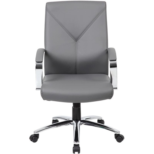 Pemberly Row Modern Faux Leather Upholstered Swivel Executive Chair in Gray