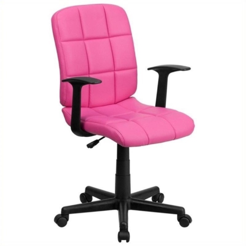 SCRANTON & CO  Faux Leather Mid-Back Office Chair With Arms In In Pink