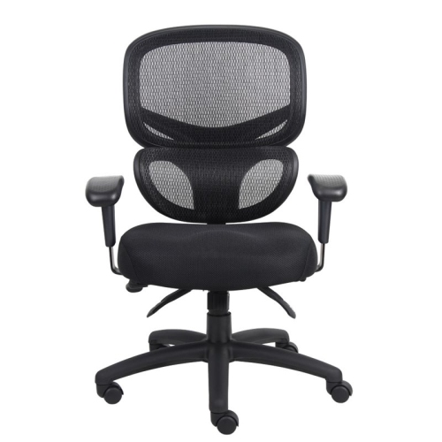 Kingfisher Lane Transitional Fabric Multi-Function Headrest Task Chair in Black