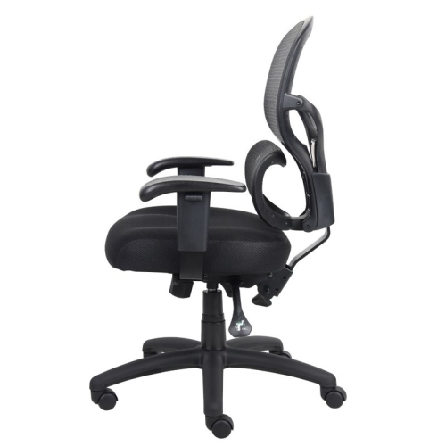 Kingfisher Lane Transitional Fabric Multi-Function Headrest Task Chair in Black