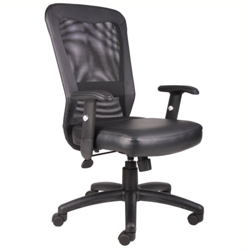 Scranton & Co Mesh Fabric Adjustable Armrest Task Office Chair in Black