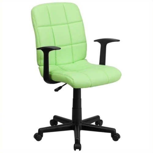 SCRANTON & CO  Faux Leather Mid-Back Office Chair With Arms In Green