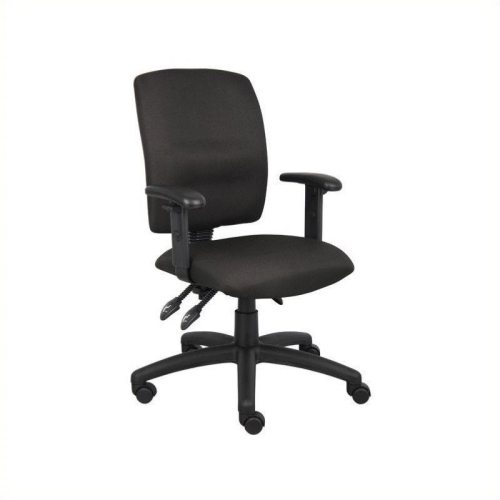 Scranton & Co Crepe Fabric Task Office Chair with Adjustable Arms in Black