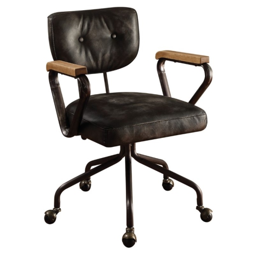 BOWERY HILL  Leather Swivel Office Chair In Vintage Black