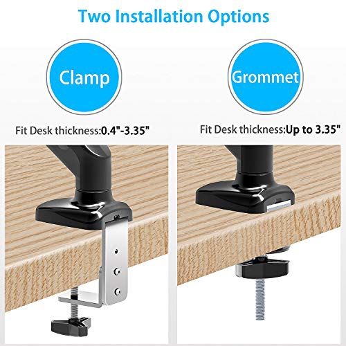 MOUNT PRO Single Monitor Desk Mount - Articulating Gas Spring Monitor Arm, Removable VESA Mount Desk Stand with Clamp and G...